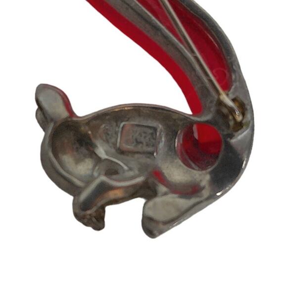 Vintage Lucie Red Tail Silvertone Squirrel Brooch Pin READ - Picture 10 of 12